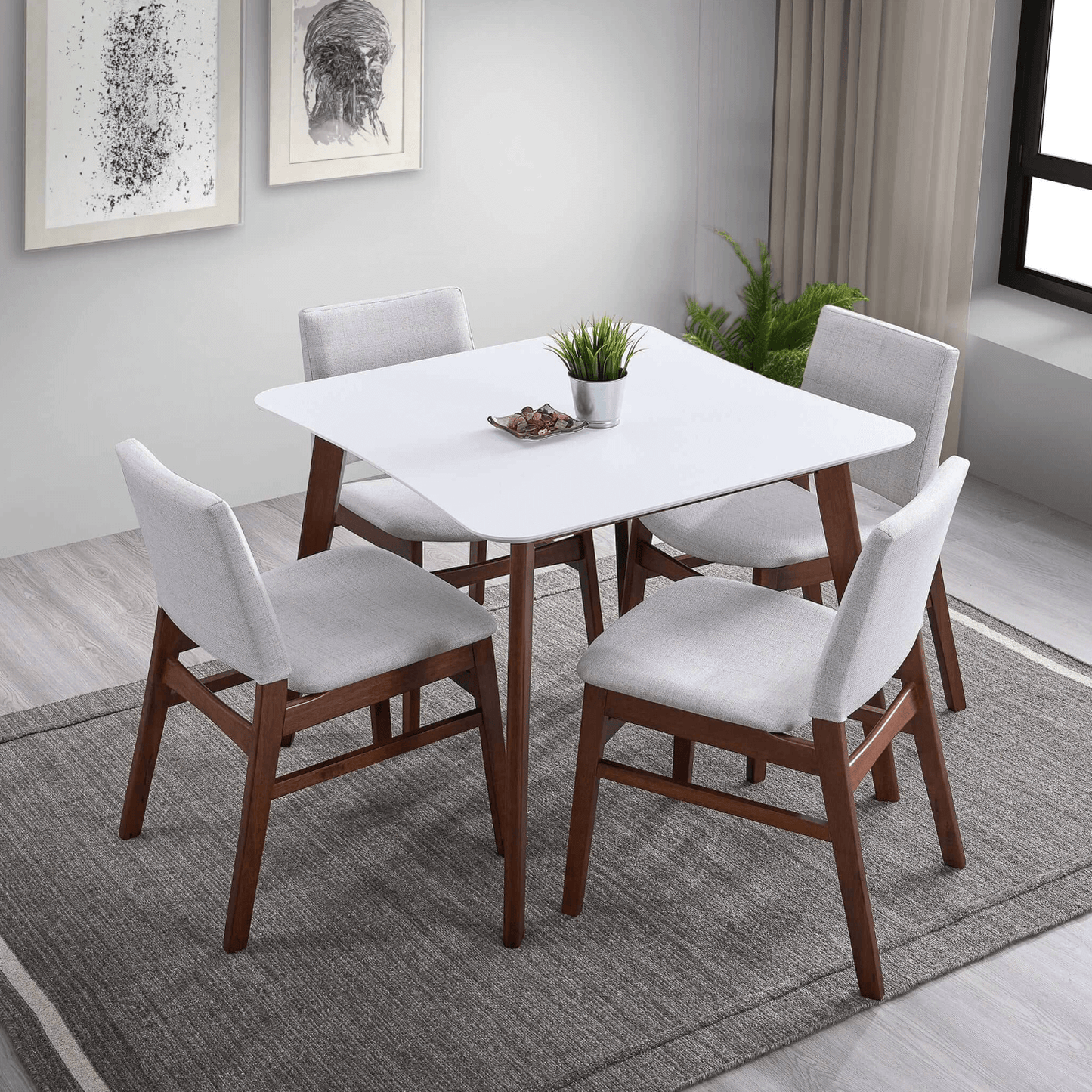 Bloom MCM Styled Square Wood Dining Table, White Top 35" - Revel Sofa 