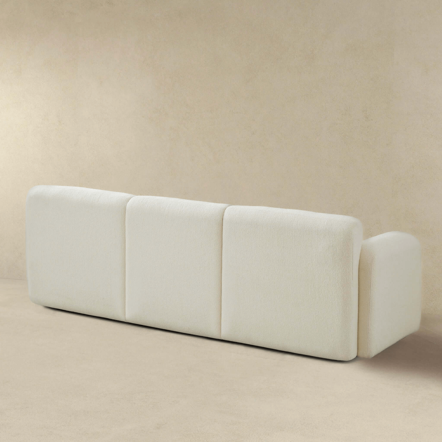 Simone Modern 3 Seater Sofa, Cream Boucle 90" - Revel Sofa 