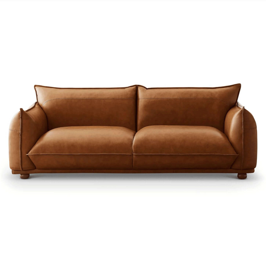 Emma Modern Bohemian Sofa Upholstered in Leather or Boucle 89" - Revel Sofa 
