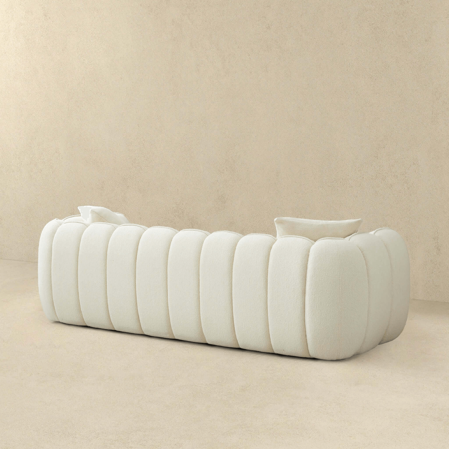 Marissa Channel Tufted Sofa, Cream Boucle 89" - Revel Sofa 