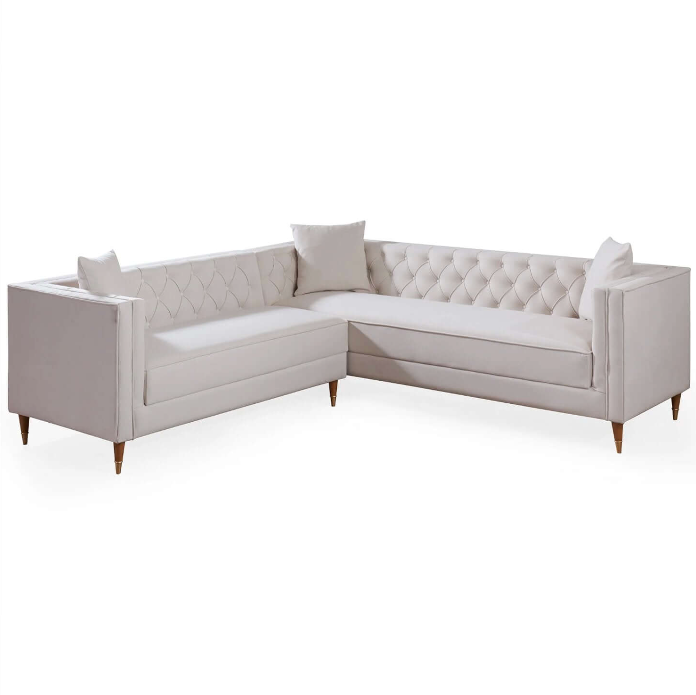 Lewer MCM Tufted Luxury Velvet Corner Sectional Sofa - Revel Sofa 