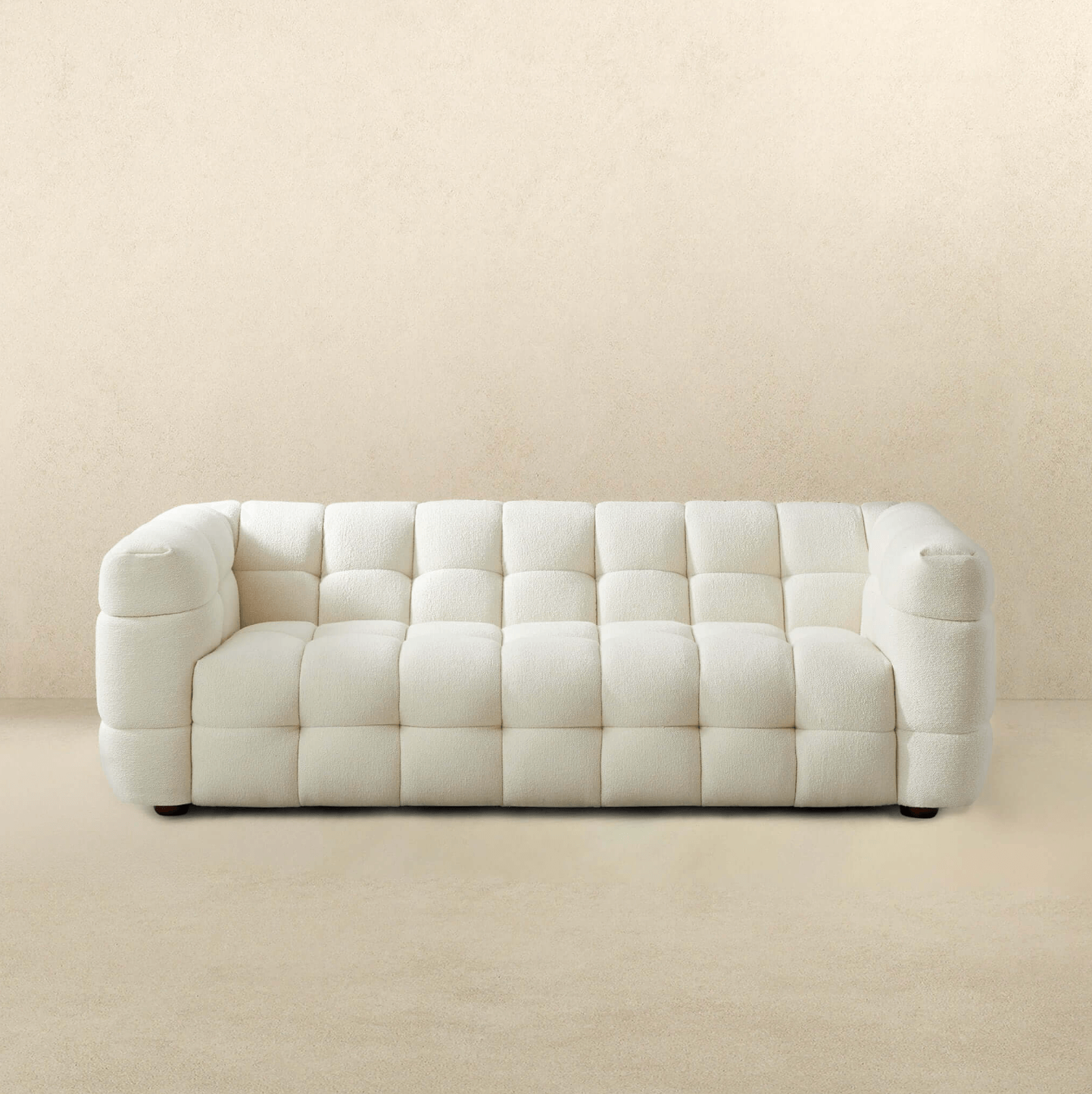 Morrison Tufted Boucle Sofa Couch, Cream 90" - Revel Sofa 