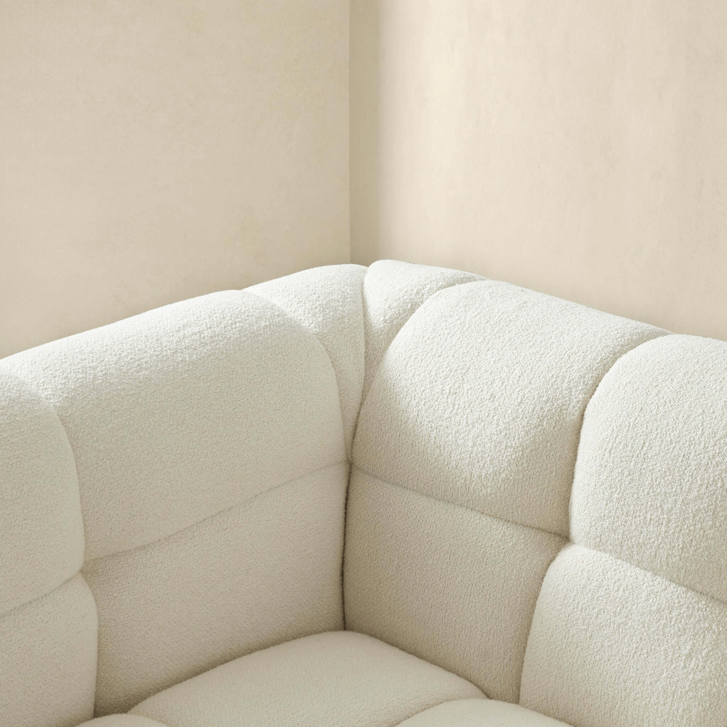 Morrison Tufted Boucle Sofa Couch, Cream 90" - Revel Sofa 