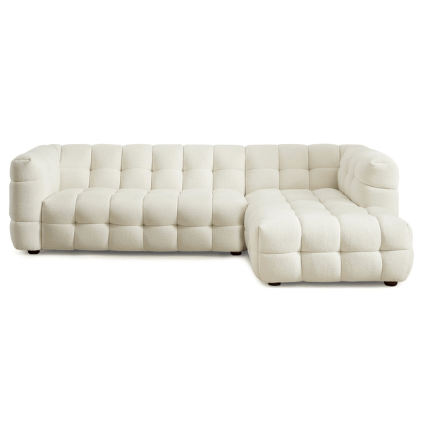Morrison Tufted Boucle Right Facing Chaise Sectional Sofa, Cream 141 - Revel Sofa 