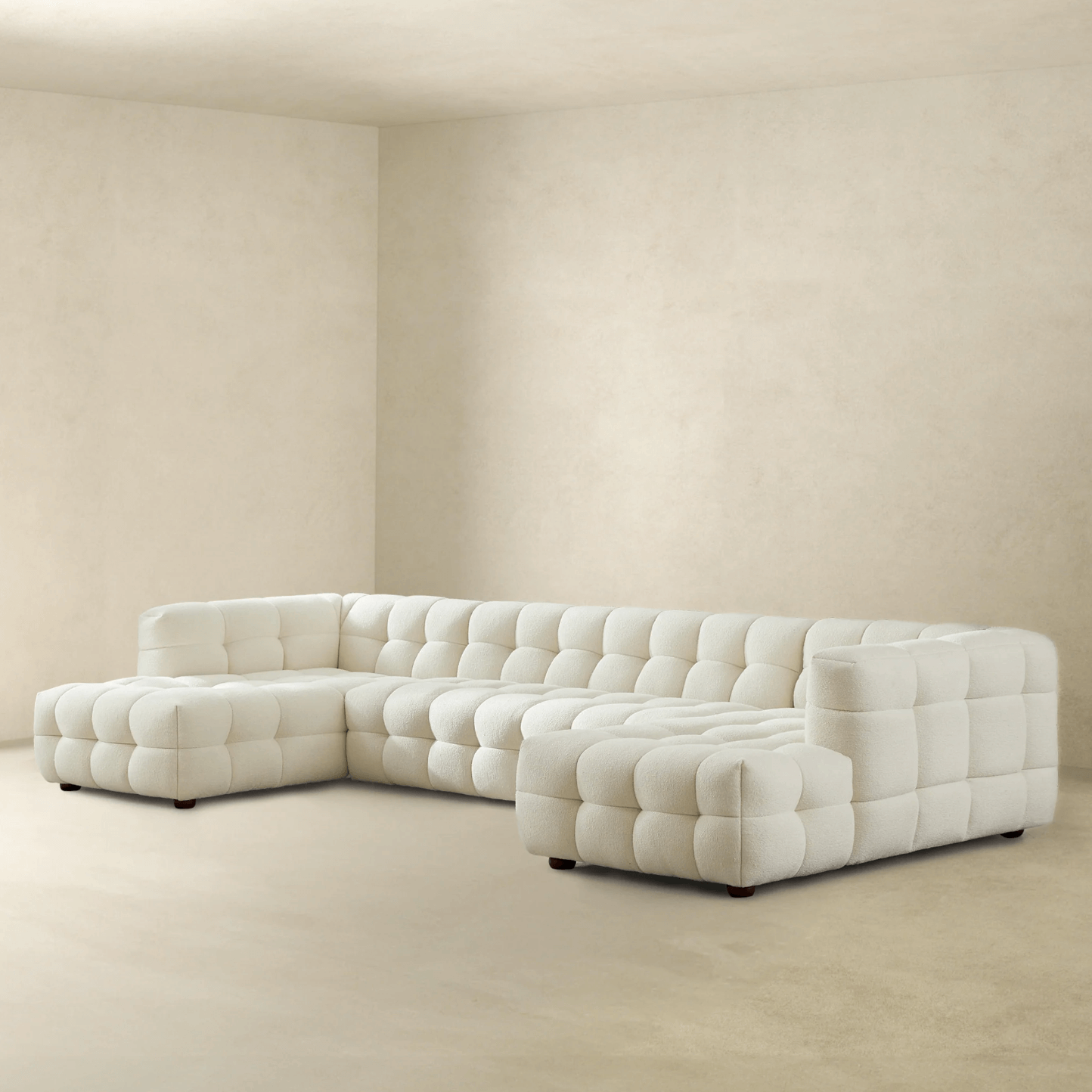 Morrison Tufted Boucle Dual Chaise U Shape Sectional Sofa, Cream 154" - Revel Sofa 