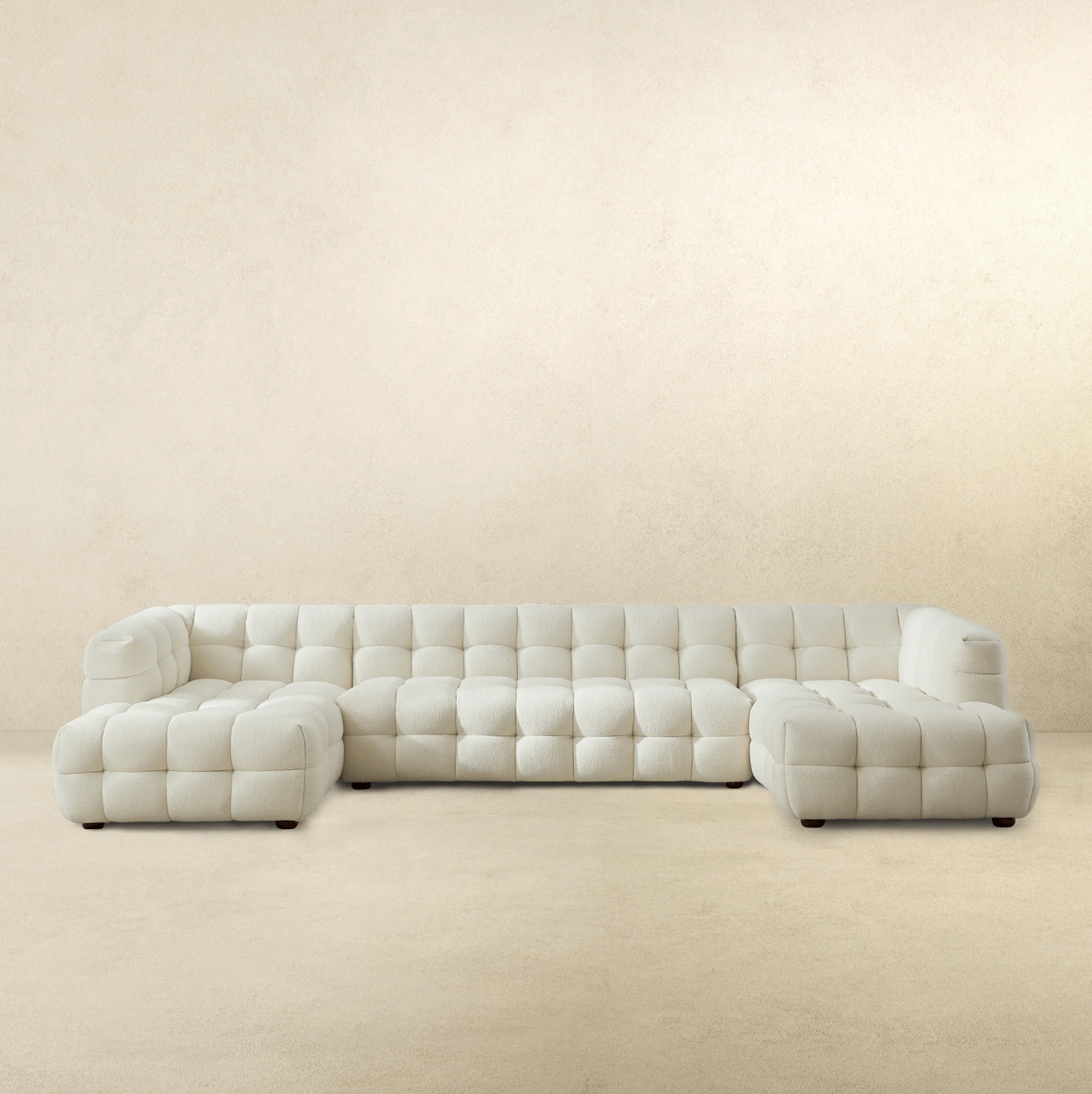 Morrison Tufted Boucle Dual Chaise U Shape Sectional Sofa, Cream 154" - Revel Sofa 