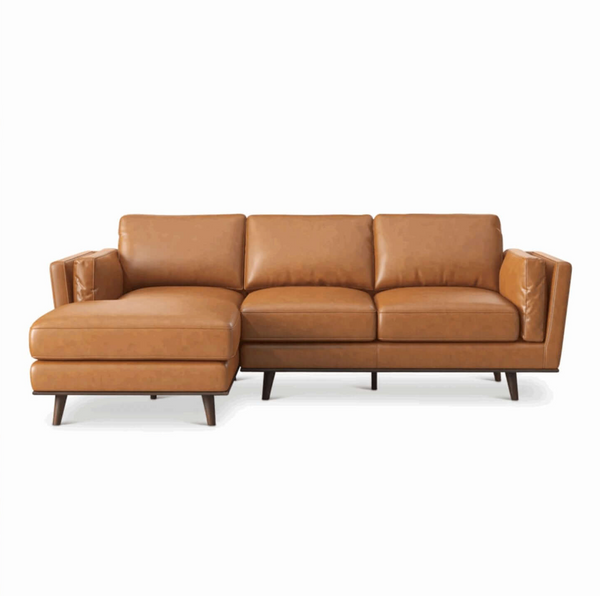 Chase MCM Leather Chaise Sectional Sofa 92