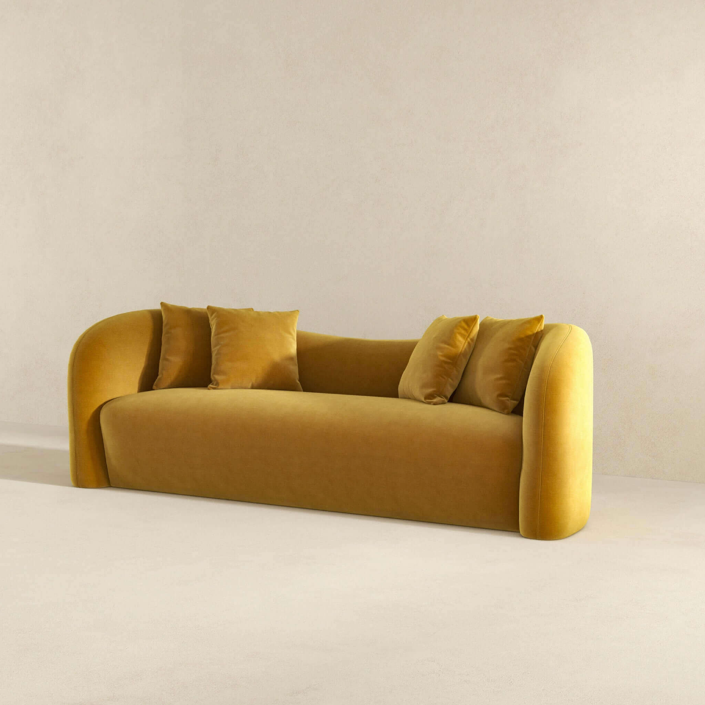 Mason Modern Minimalist Curvy Low Back Boucle Sofa Couch (94") - Revel Sofa 