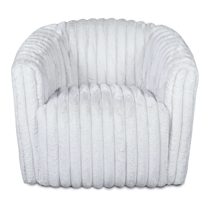 Mira Velvet Channel Tufted Swivel Lounge Chair in White or Gray - Revel Sofa 