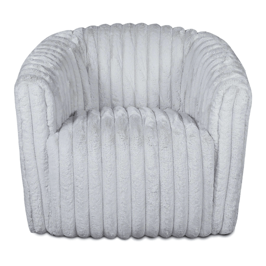 Mira Velvet Channel Tufted Swivel Lounge Chair in White or Gray - Revel Sofa 