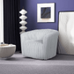 Mira Velvet Channel Tufted Swivel Lounge Chair in White or Gray - Revel Sofa 
