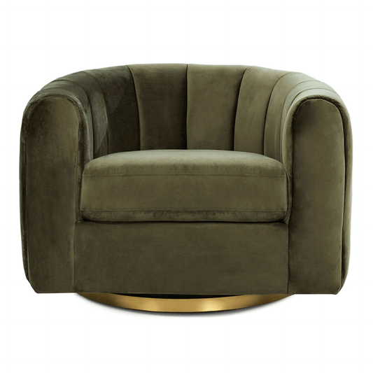 Cosey Green Velvet Channel Tufted Swivel Accent Chair - Revel Sofa 