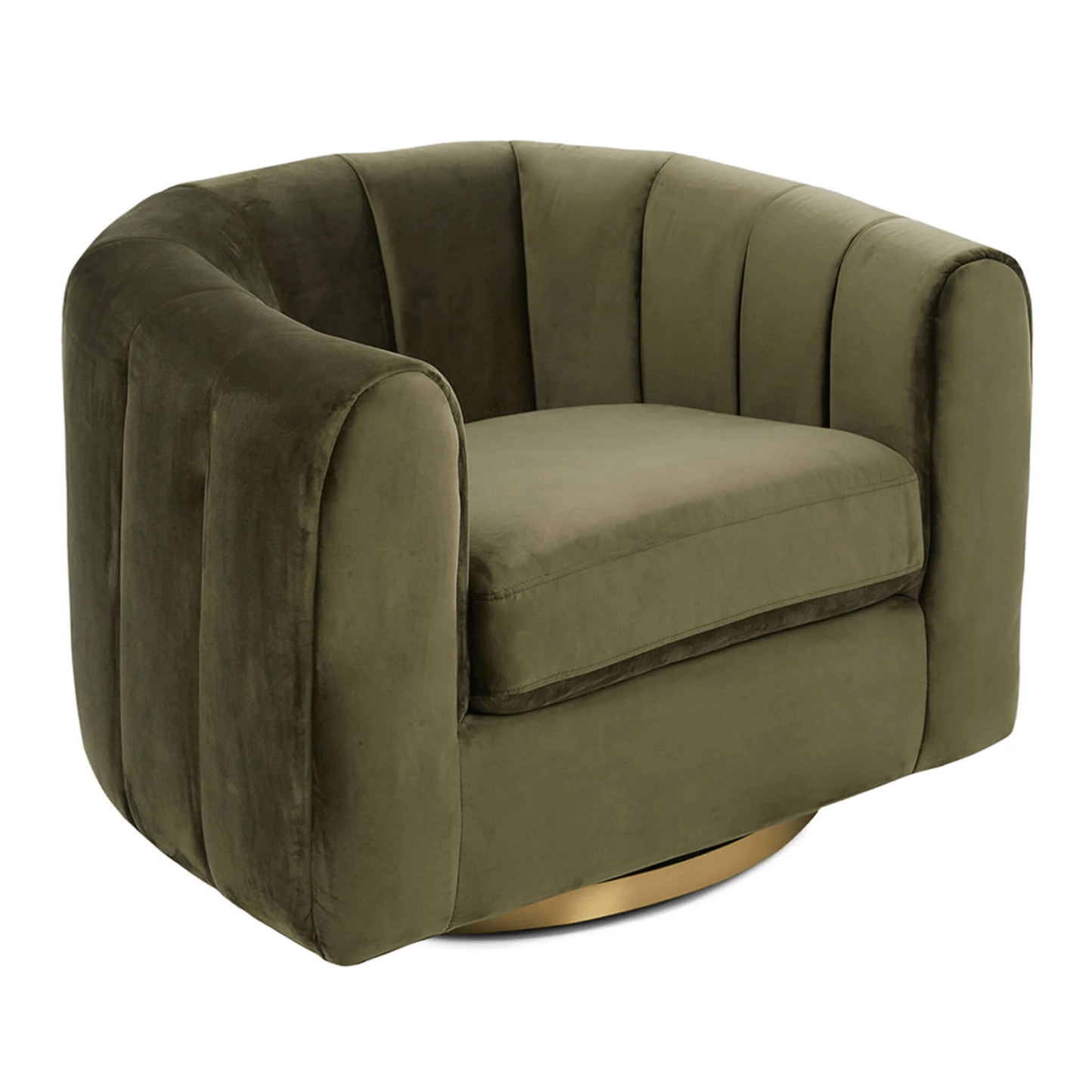 Cosey Green Velvet Channel Tufted Swivel Accent Chair - Revel Sofa 