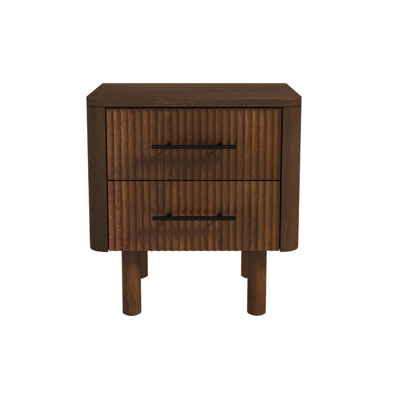 Logan MCM Walnut Bedroom Nightstand With 2 Drawers - Revel Sofa 