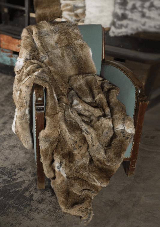 Luxurious Knitted Rabbit Fur Throw Blanket