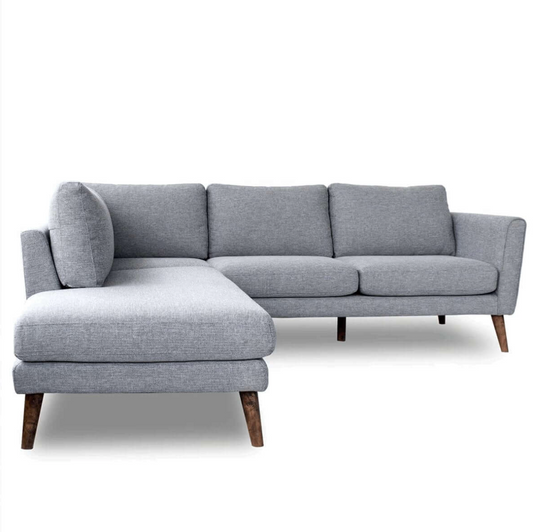 Batres MCM Styled L-Shape Chaise Sectional Sofa, Gray 96"