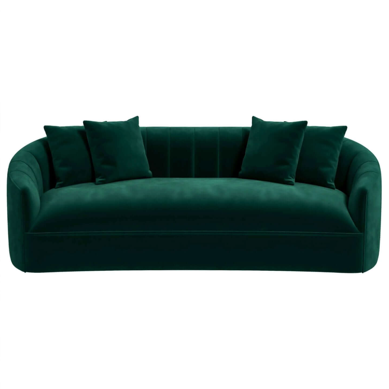 Kante Curved Channel Tufted Velvet Sofa in Green 88”