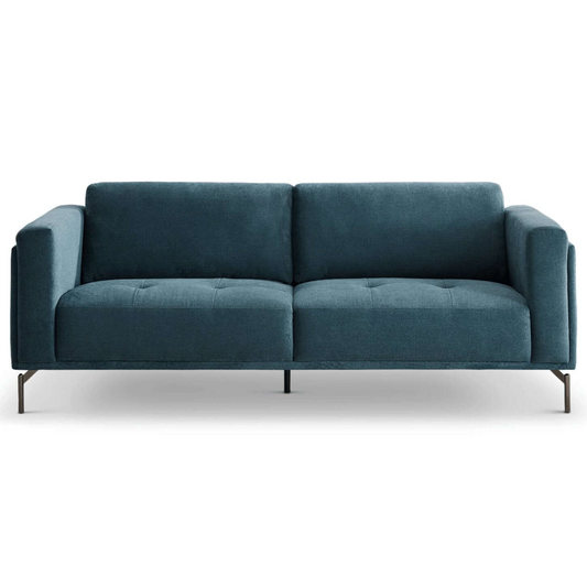 Lanchester MCM Tufted Loveseat Sofa, Blue Linen 87”