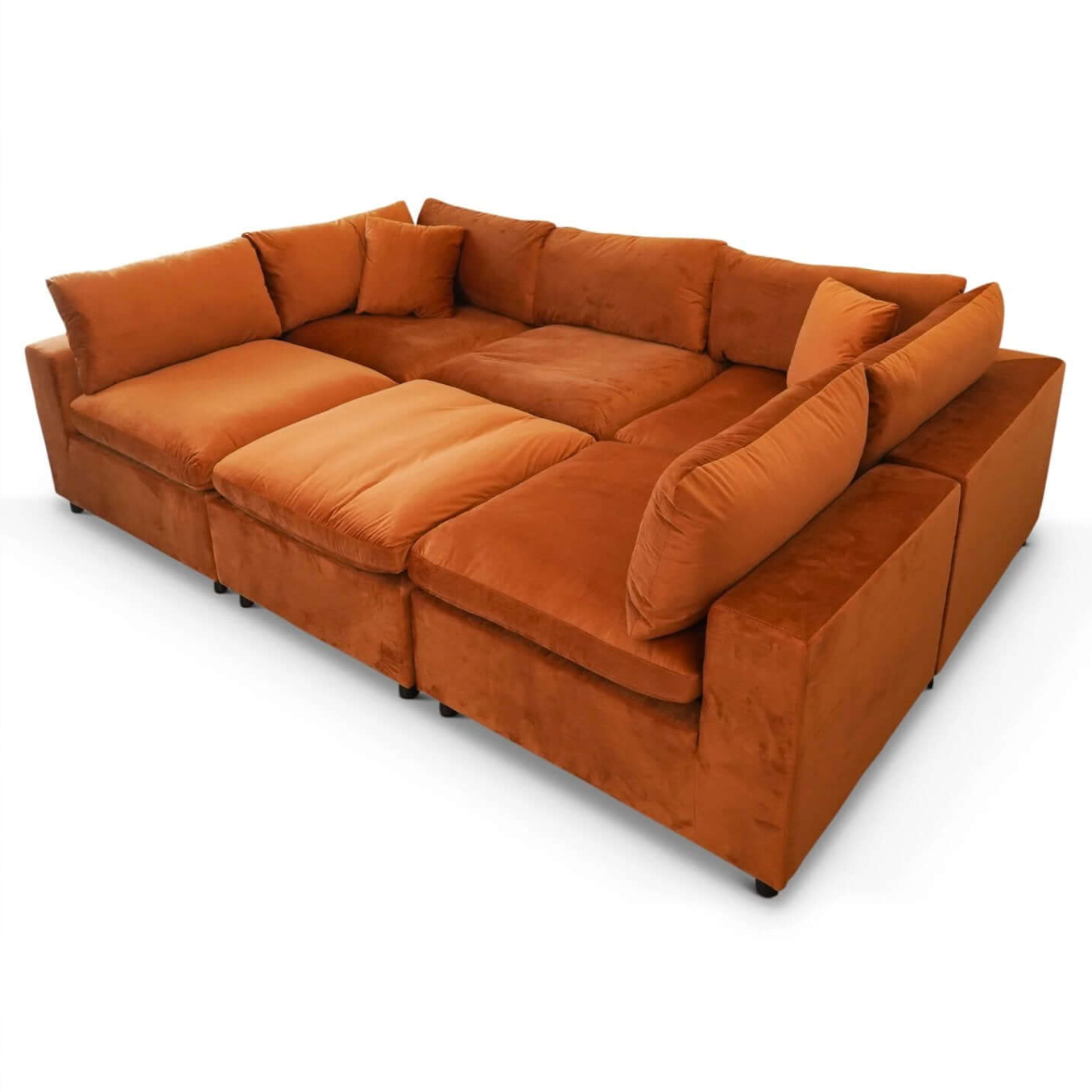 Laven Modern Modular Velvet 6pc Sectional Sofa