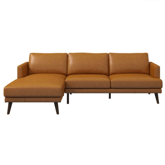 Lore MCM Genuine Leather L-Shape Sectional Chaise Sofa 105"
