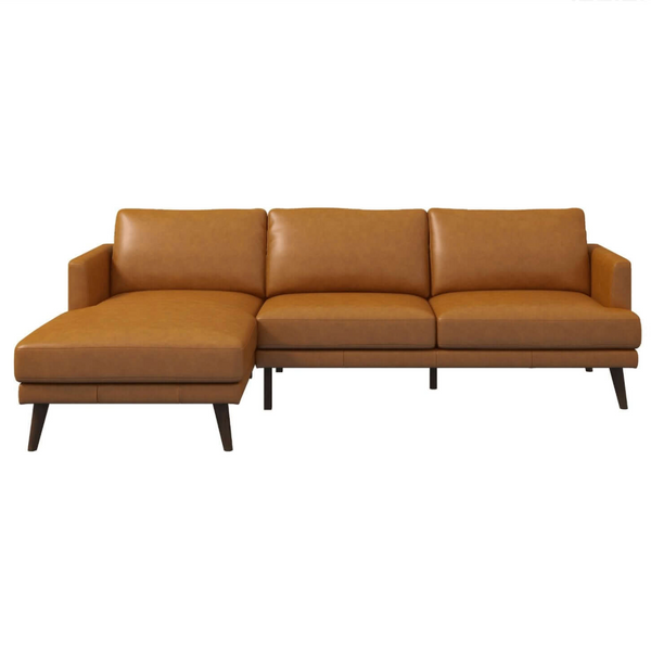 Lore MCM Leather L-Shape Chaise Sofa Sectional 105