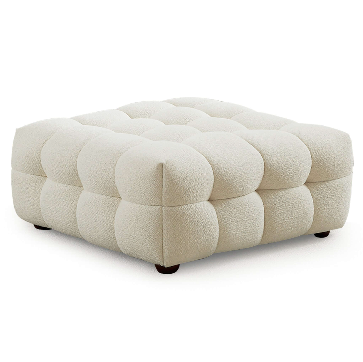 Morrison Square Tufted Ottoman, Cream Boucle 27"