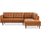 Lucco MCM Style Tufted Leather L-Shape Sectional Chaise Sofa