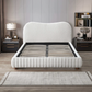 Norme Low Profile Queen Size Platform Bed Frame in Cream Boucle