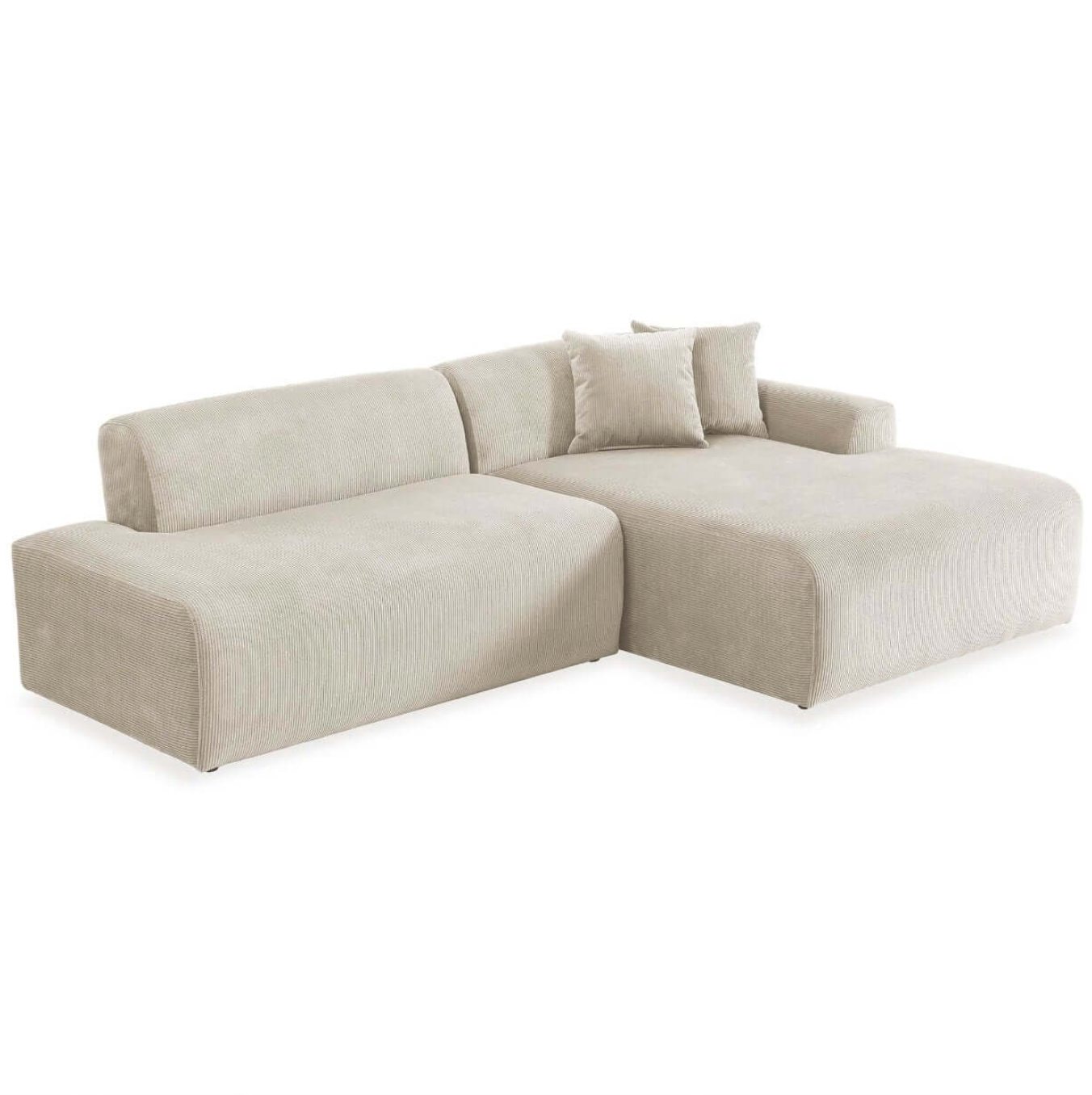 Mar Corduroy Sectional Chaise Sofa, 102" - Available in Cream, Green or Gray