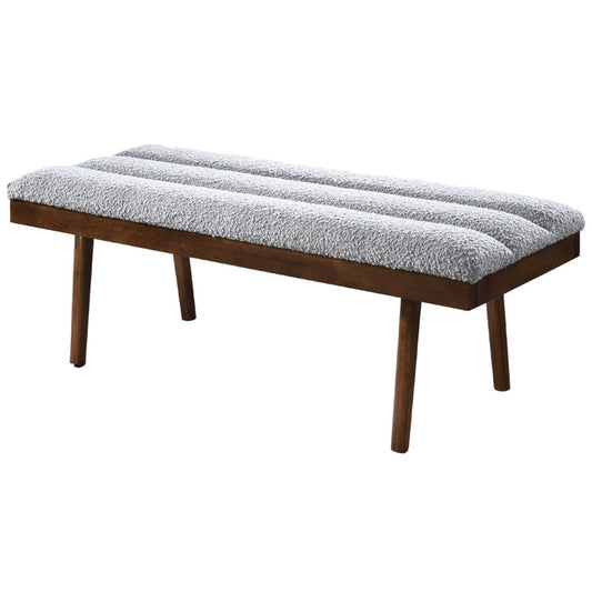 Troni MCM Tufted Gray Boucle Upholstered Bench 48"