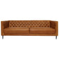 Vermont MCM Tufted Genuine Cognac Leather Sofa 90"