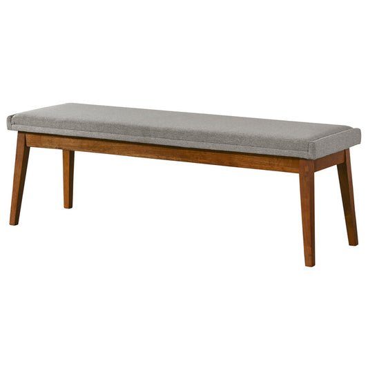 Warren MCM Bench Upholstered in Ash Gray Linen Fabric 56"