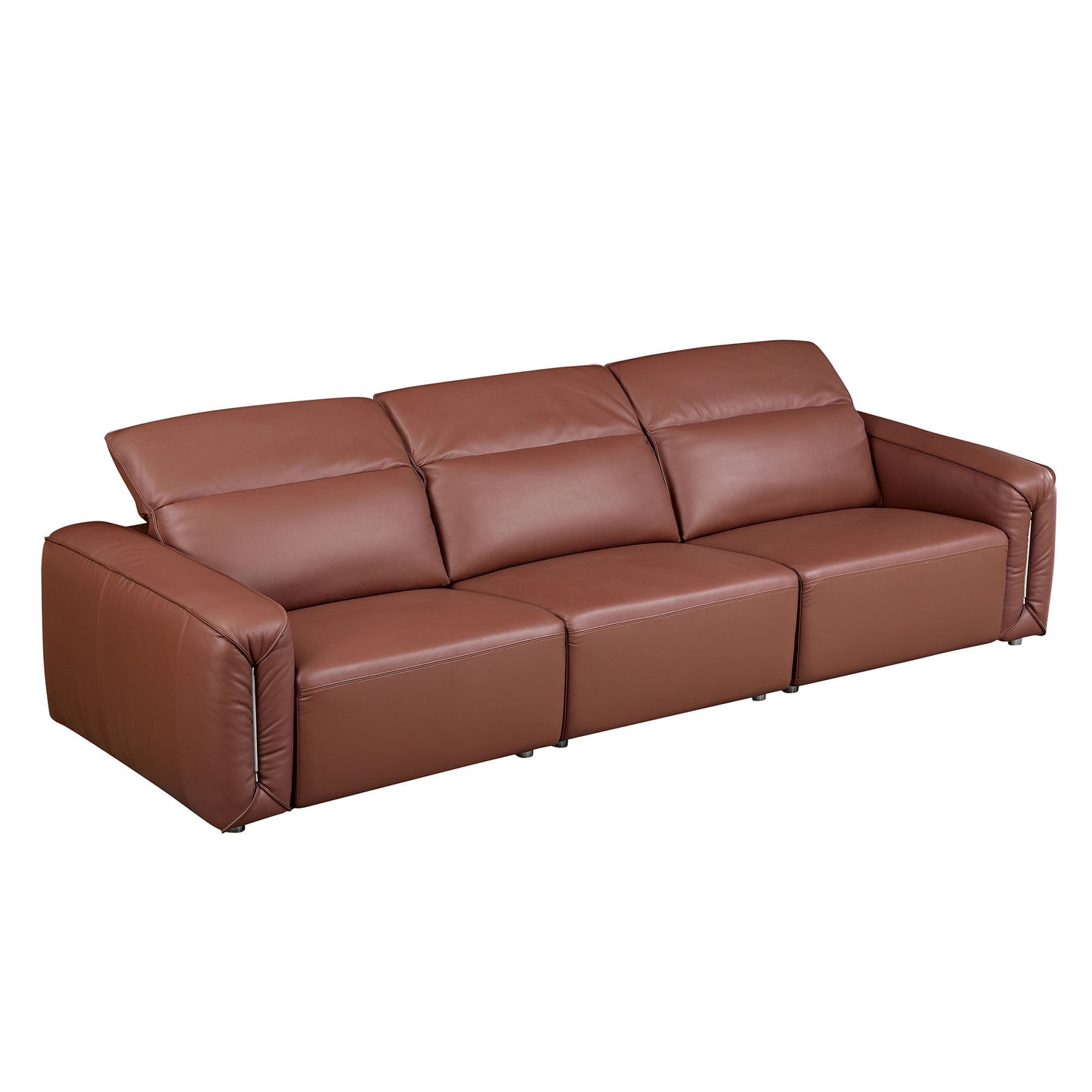 Modern Leather Deep Seated Adjustable Headrest Sofa 123" (2 Colors)