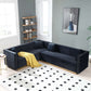 Glamorous Channel Tufted Velvet Square Arm Corner Sectional Sofa