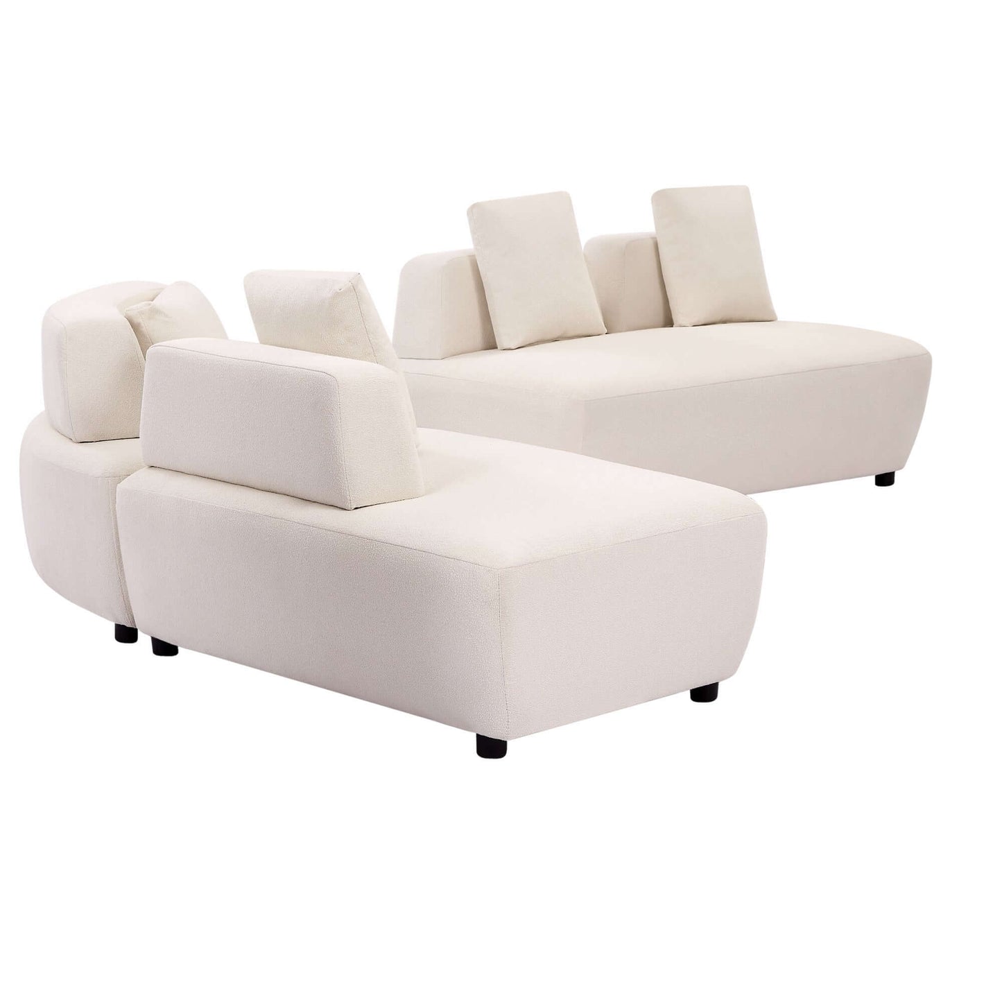 Modern Modular 3-piece Sectional Boucle Sofa in Beige or Gray