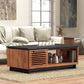 Scandinavian Inspired Solid Wood Graceland Coffee Table, Black with Bourbon Finish 47" - Revel Sofa 