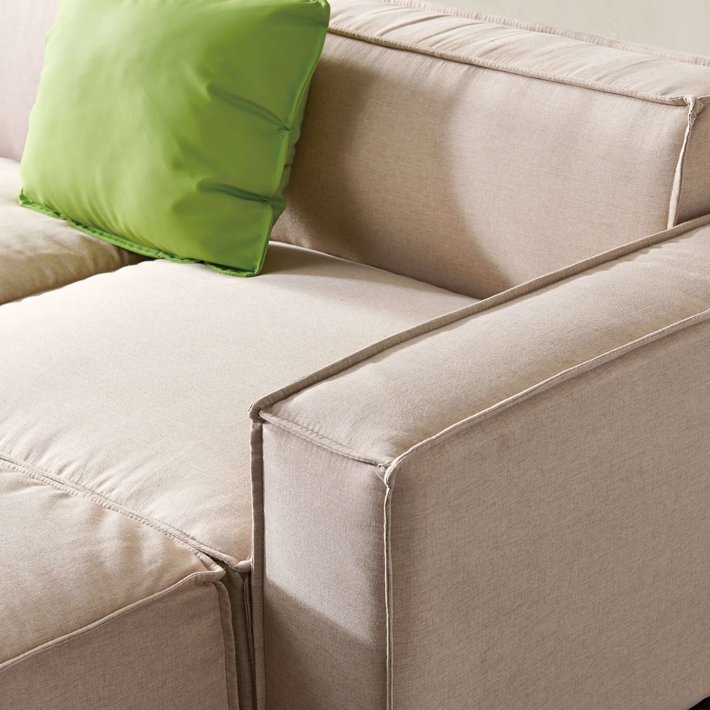 Modern Minimalist Modular U Shape Dual Chaise Sectional Fabric Sofa, Beige or Gray 131" - Revel Sofa 