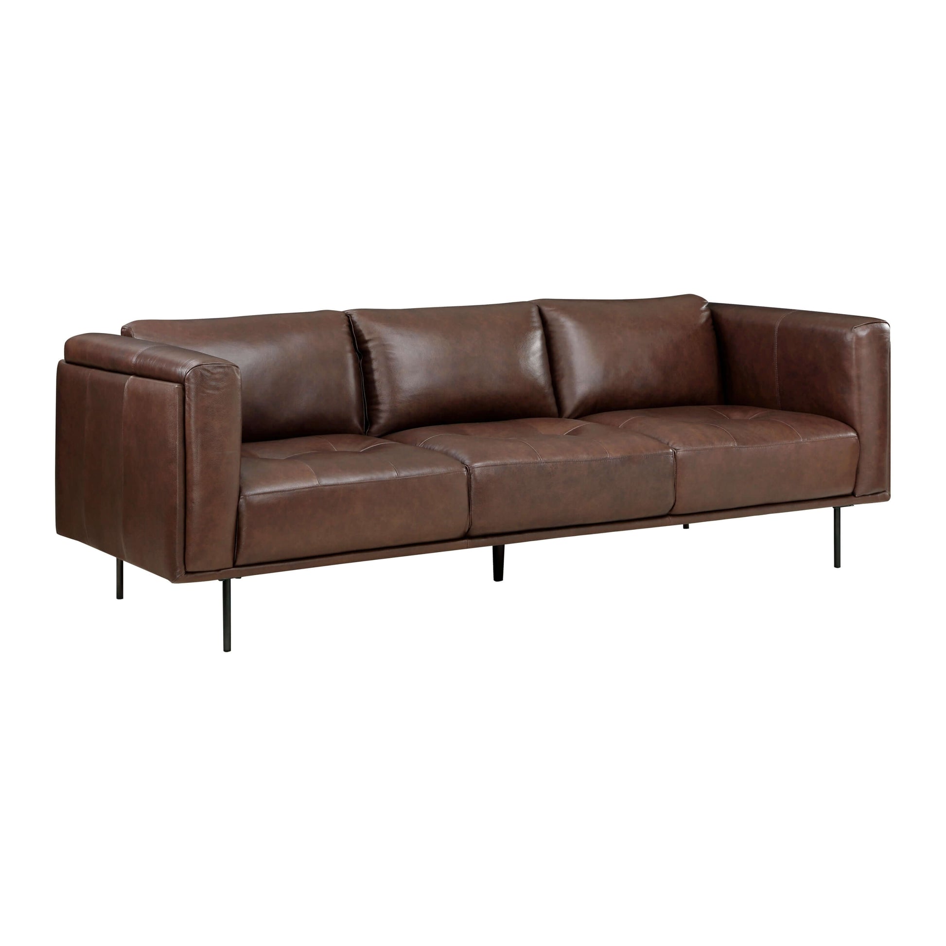 MCM Styled Brown Genuine Leather Sofa 88” - Revel Sofa 