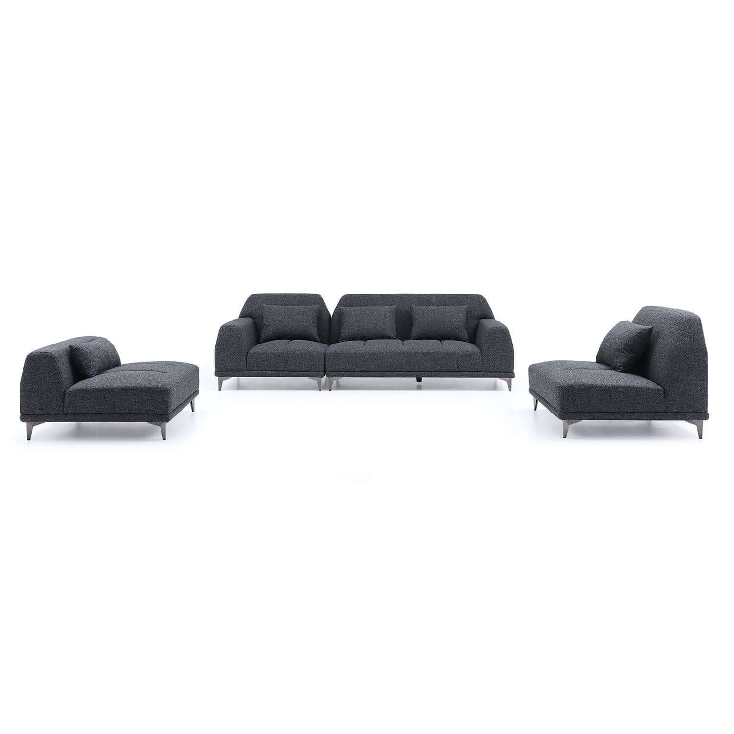Modern Tufted Customizable Modular Sectional Sofa in Gray 147" - Revel Sofa 