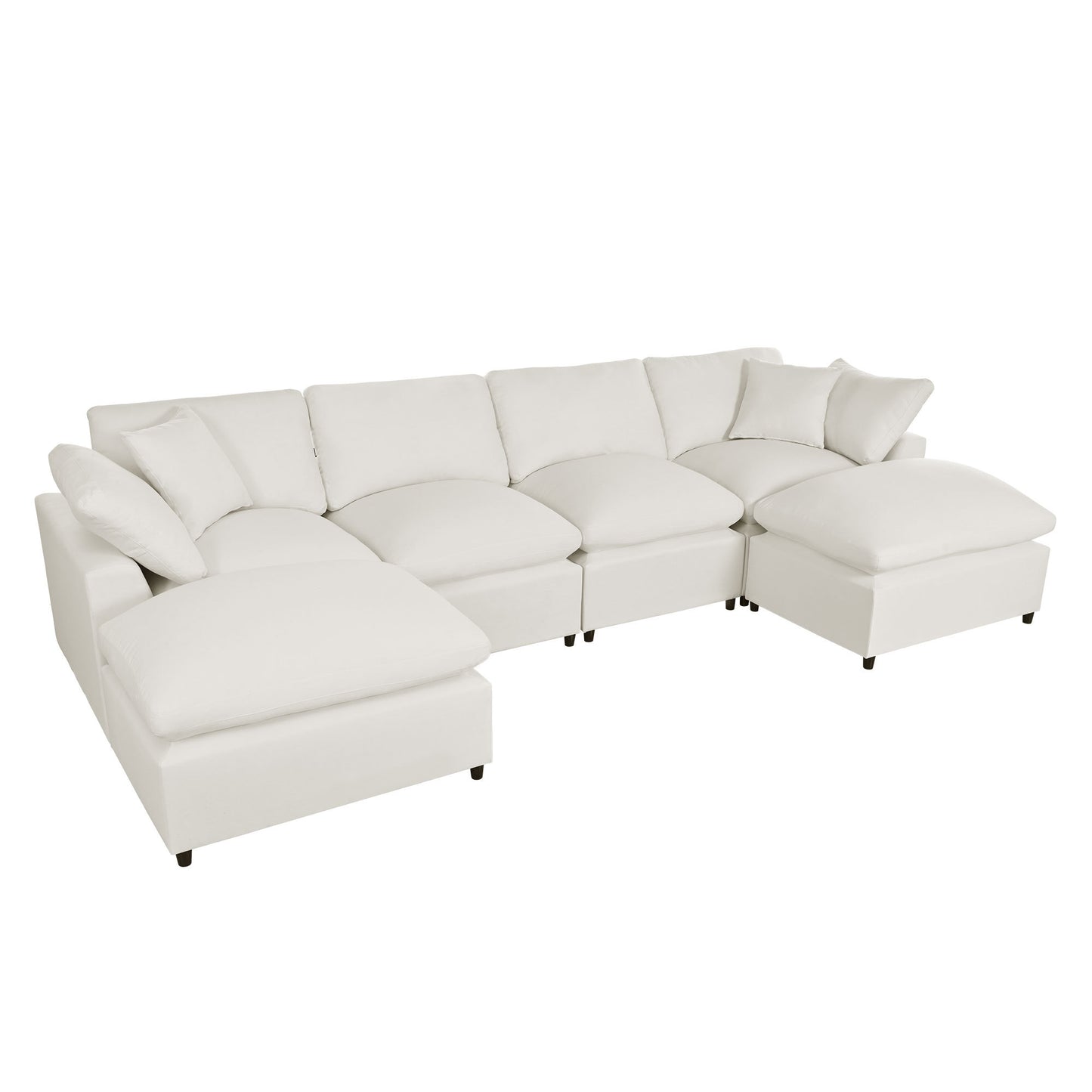 Modern Plush U-Shape Modular 2 Ottoman Sectional Sofa 134" (2 Colors)