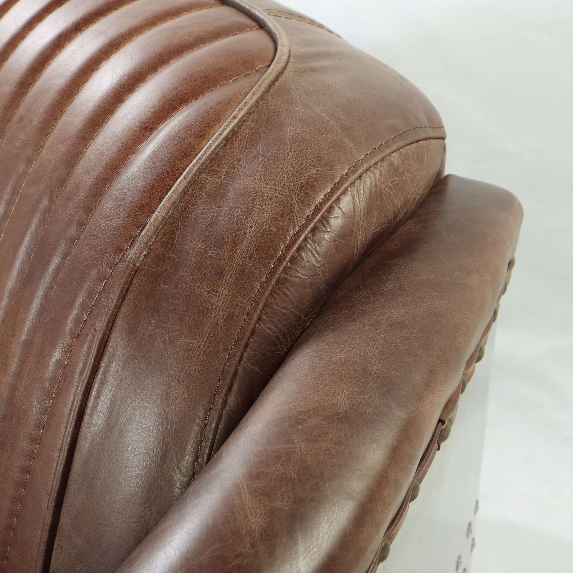 Brancaster Retro Loveseat Sofa in Top Grain Leather & Aluminum 50" - Revel Sofa 