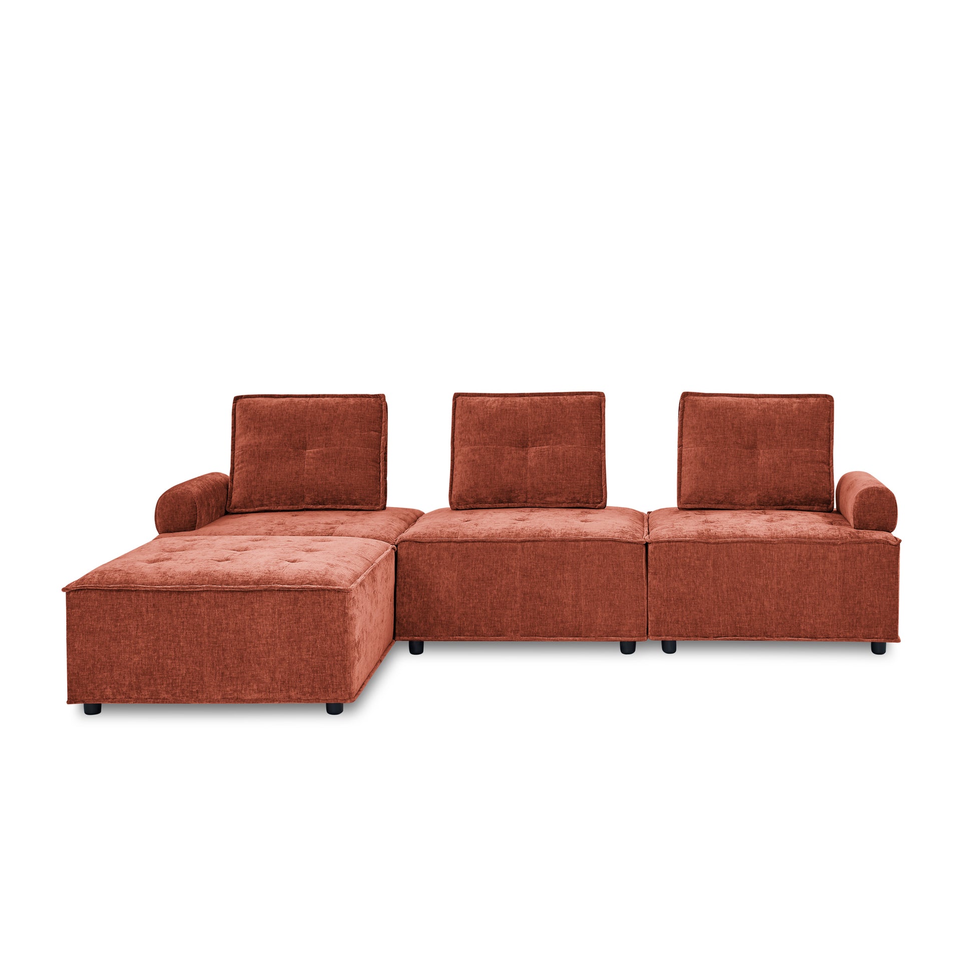 Modular Sectional Sofa Wrapped in Soft Chenille Fabric 99” - Revel Sofa 