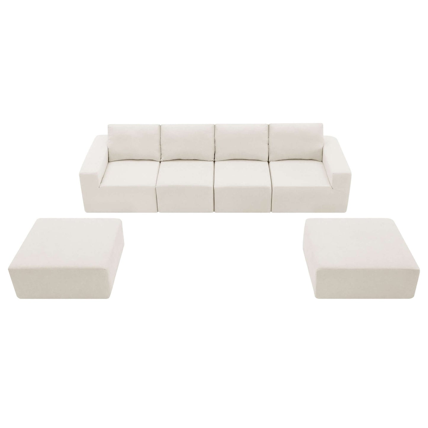 Modular U Shape Dual Chaise Chenille Fabric Sectional Sofa 110" in white with customizable layout options.