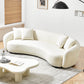 Modern Curved Sofa Upholstered White Teddy Fabric 101"