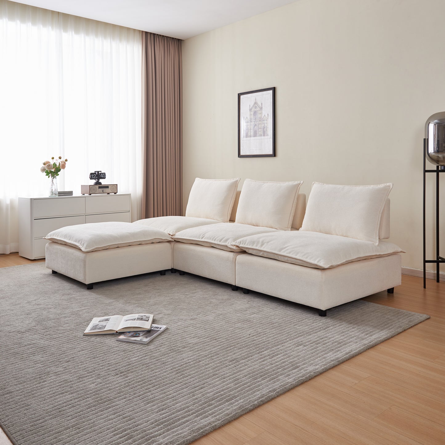 Modern Cloud Armless Modular Sectional Sofa (4 Colors - Various Sizes)