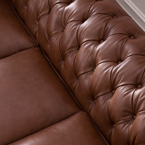 Classic Chesterfield Tufted Leather Nailhead Sofa 95" (5 Colors)