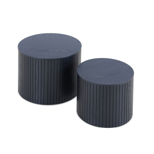 Handcrafted MDF Round Accent Table Set w/ Storage (2 Colors)