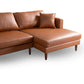 Blake L-Shaped Cognac Leather Sectional Sofa with chaise, modern design and plush cushions for ultimate comfort.