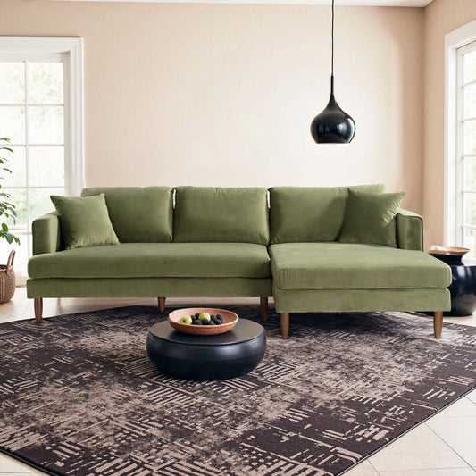 Blake Modern Velvet L-Shape Sectional Chaise Sofa 107"