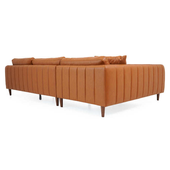 Cairo Cognac PU Leather Chaise Sofa Sectional 117"